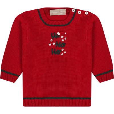 La Stupenderia Red Sweater For Baby Boy With Writing In Red