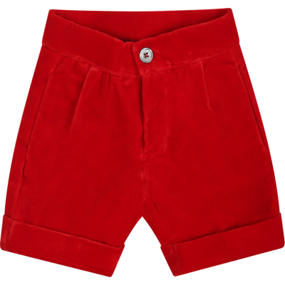 La Stupenderia Red Shorts For Baby Boy In Red