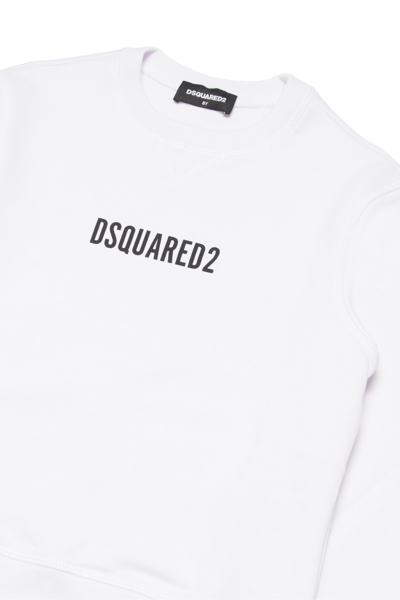 Shop Dsquared2 D2s718u Relax Sweat-shirt Dsquared Crew-neck, Long-sleeved, Cotton Sweatshirt With Elastic On Neck,  In White