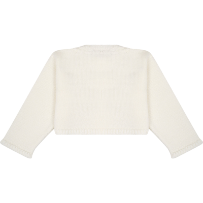 Shop La Stupenderia White Cardigan For Baby Girl With Flower
