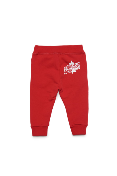 Shop Dsquared2 D2p621b Trousers Dsquared Fleece Jogger Pants With Mirrored Logo In Chinese Red