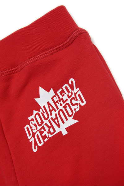 Shop Dsquared2 D2p621b Trousers Dsquared Fleece Jogger Pants With Mirrored Logo In Chinese Red