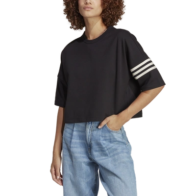Shop Adidas Originals Womens  Neuclassic Boxy T-shirt In Black/white
