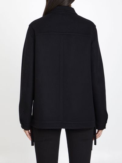 Loewe Cashmere Blend Workwear Jacket With Anagram Pocket In Black