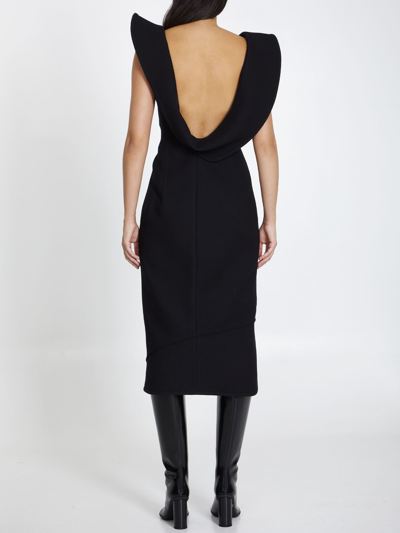 Shop Bottega Veneta Structured Cotton Midi Dress In Black