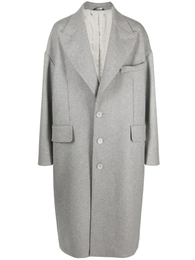Shop Dolce & Gabbana Single-breasted Coat With Pointed Lapels In Grey