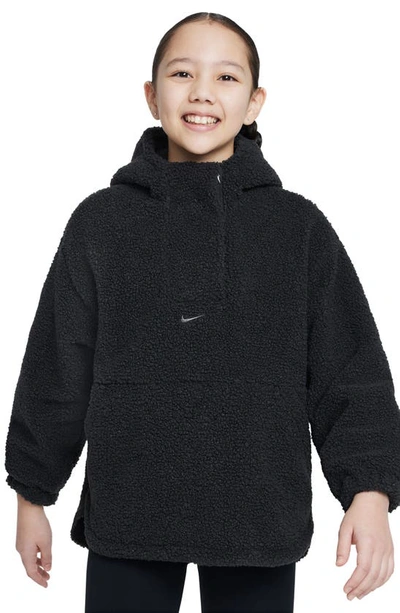 Shop Nike Kids' Therma-fit Faux Shearling Jacket In Black/ Anthracite
