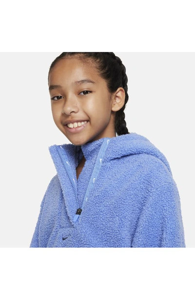 Shop Nike Kids' Therma-fit Faux Shearling Jacket In Polar/ Diffused Blue