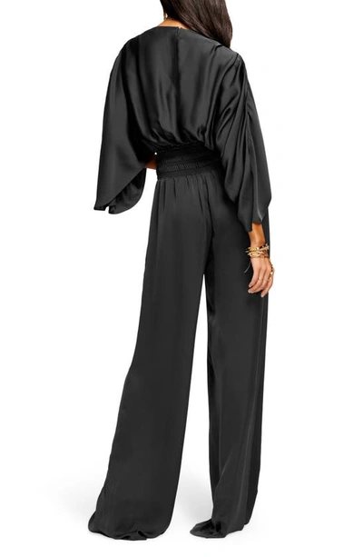 Shop Ramy Brook Cheri Long Sleeve Satin Jumpsuit In Black