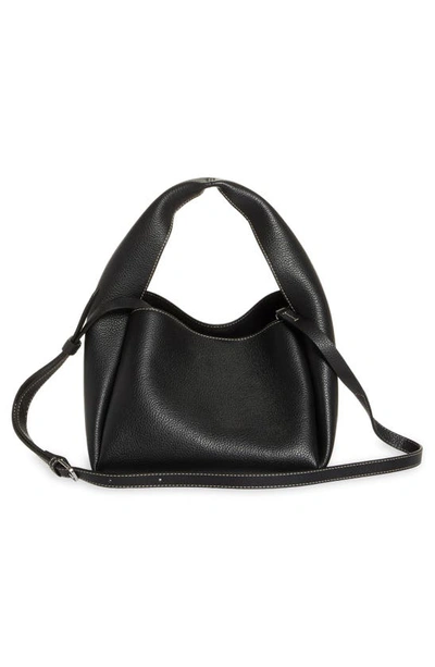 Shop Totême Leather Bucket Bag In Black Grain