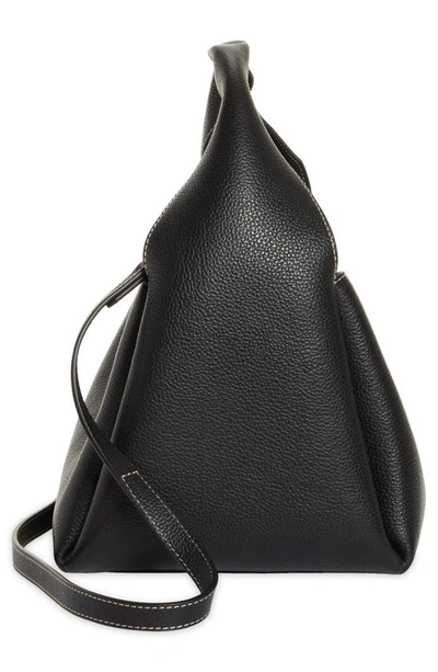 Shop Totême Leather Bucket Bag In Black Grain