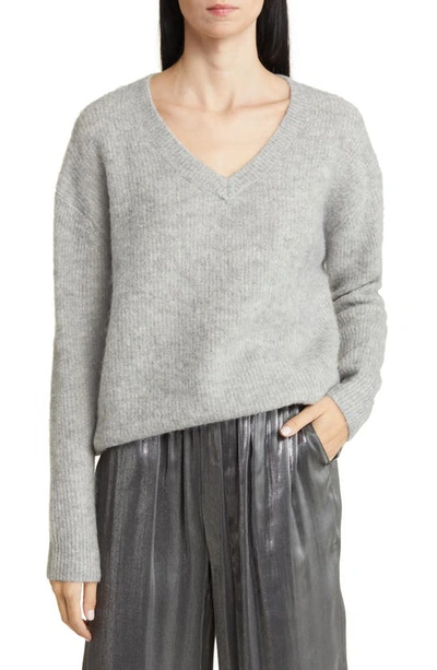 Shop Nordstrom Fuzzy Sparkle Sweater In Grey Heather- Silver Lurex