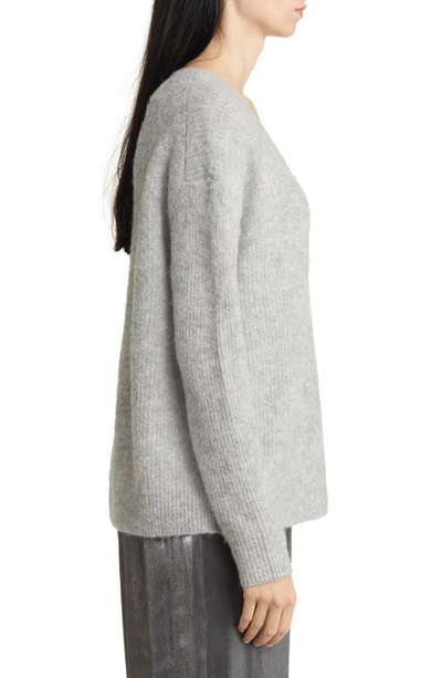 Shop Nordstrom Fuzzy Sparkle Sweater In Grey Heather- Silver Lurex