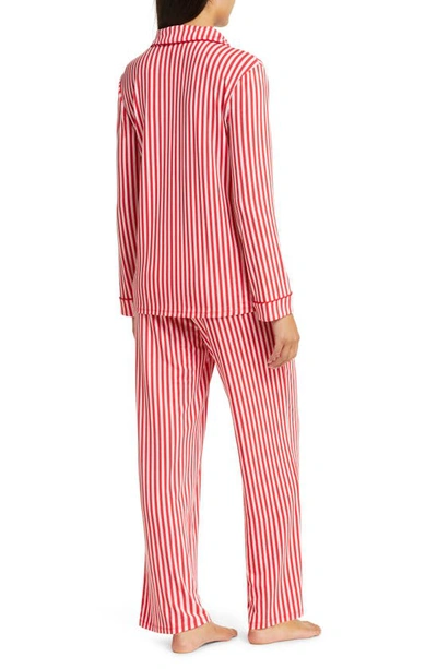 Shop Nordstrom Moonlight Eco Knit Pajamas In Red Barbados Ticking Stripe