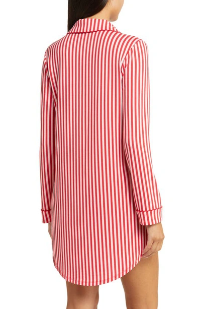Nordstrom Moonlight Eco Nightshirt In Red Barbados Ticking Stripe