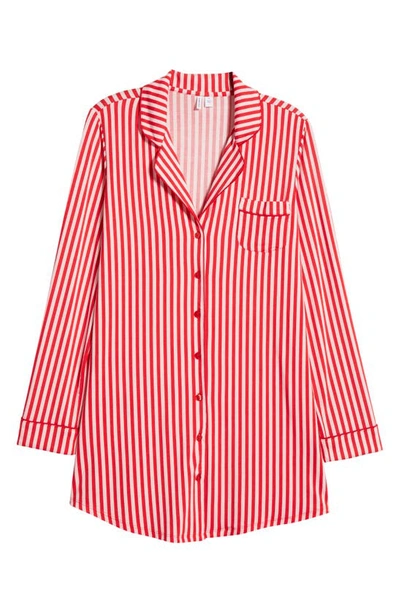 Nordstrom Moonlight Eco Nightshirt In Red Barbados Ticking Stripe