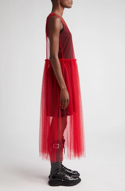 Shop Noir Kei Ninomiya Sheer Tulle Dress In Red