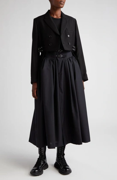 Shop Noir Kei Ninomiya Double Breasted Wool & Mohair Crop Tailcoat In Black
