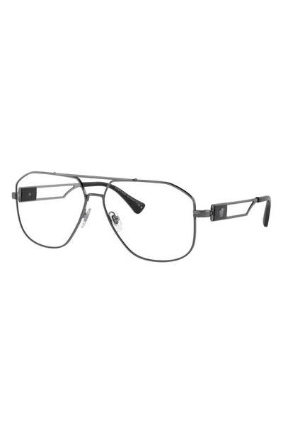 Shop Versace 57mm Pilot Optical Glasses In Gunmetal