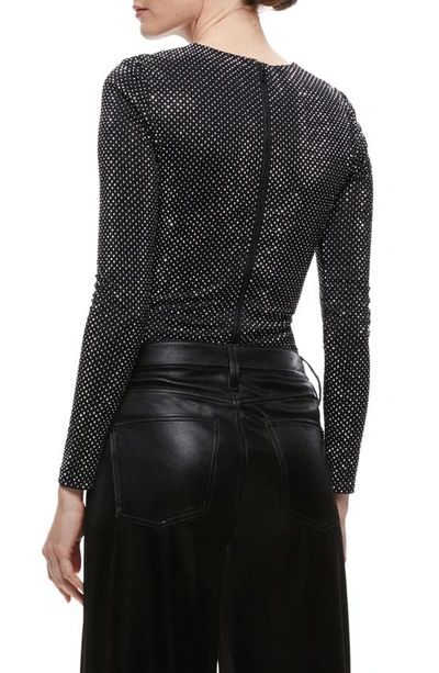 Shop Alice And Olivia Taeyn Stud Bodysuit In Black/ Silver