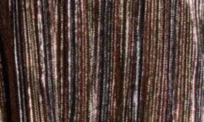 Shop Ramy Brook Presley Metallic Ruffle Cuff Blouse In Navy Combo Multi Lame Knit