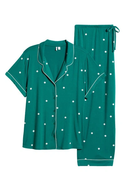 Shop Nordstrom Moonlight Crop Pajamas In Green Evergreen Big Dot