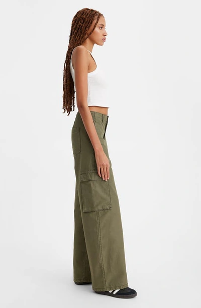 Shop Levi's Baggy Cargo Pants In Olive Night