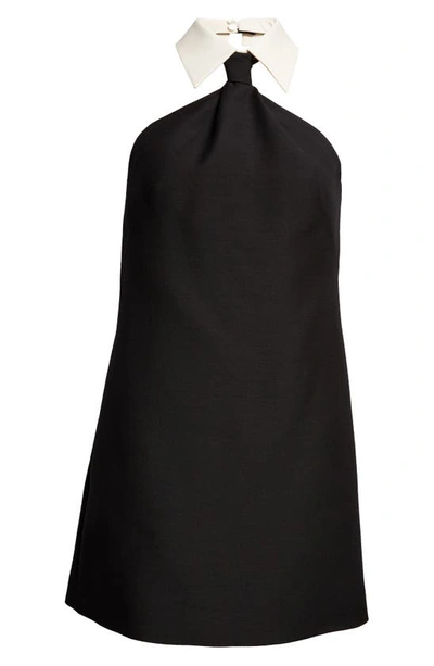 Shop Valentino Crepe Couture Minidress In Nero/ Bianco