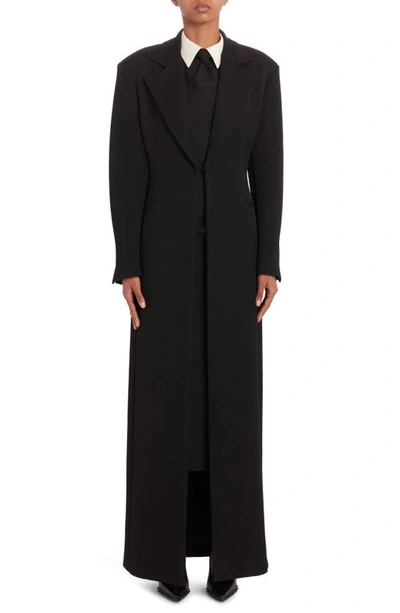 Shop Valentino Contrast Collar Wool & Silk Midi Dress In Nero/ Avorio