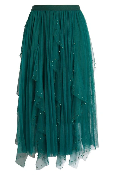 Nikki Lund Wendy Beaded Tulle Skirt In Green