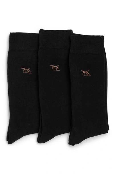 Rodd & Gunn Dry Plains 3-pack Cotton Blend Crew Socks In Onyx