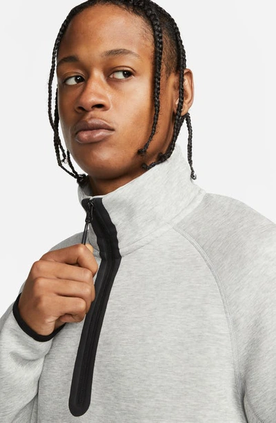 Shop Nike Tech Fleece Half Zip Pullover In Dark Grey Heather/ Black