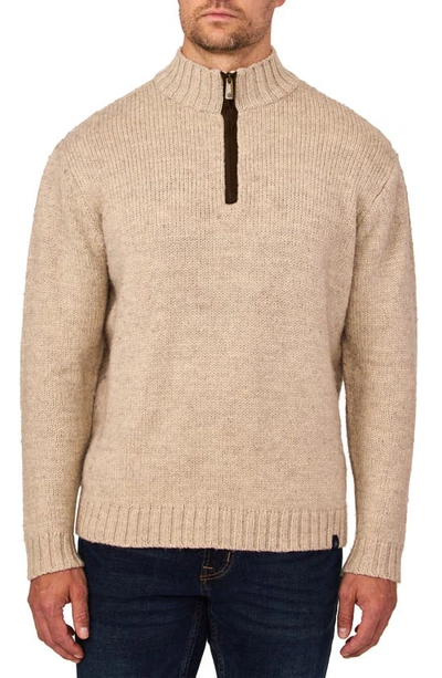 Shop Rainforest The Mont Tremblant Rib Knit Quarter Zip Sweater In Oatmeal