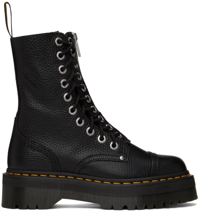 Shop Dr. Martens' Black Sinclair Hi Twist Boots In Black Milled Nappa