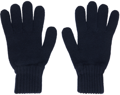 Shop Drake's Navy Lambswool Gloves In 250 Navy