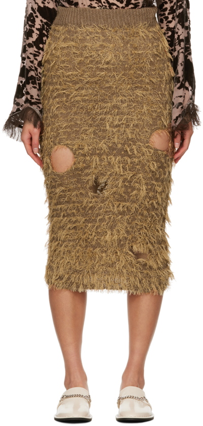 Acne Studios Fuzzy Skirt In 640 Camel Brown
