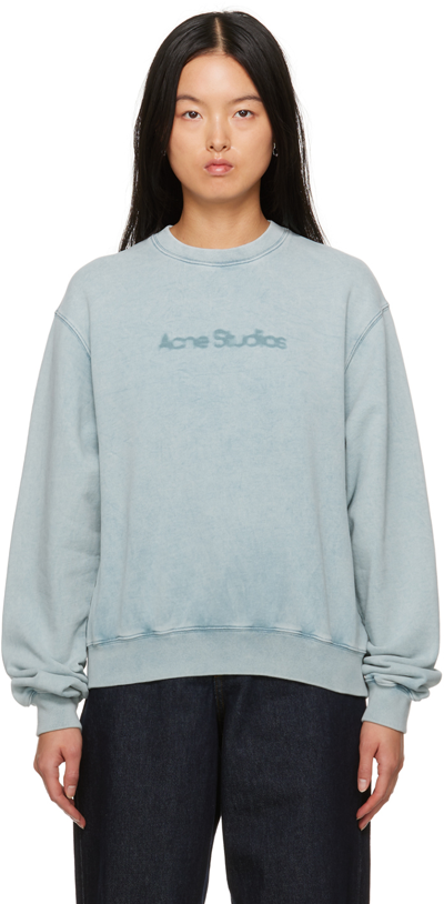 Shop Acne Studios Blue Blurred Sweatshirt In Aqo Powder Blue