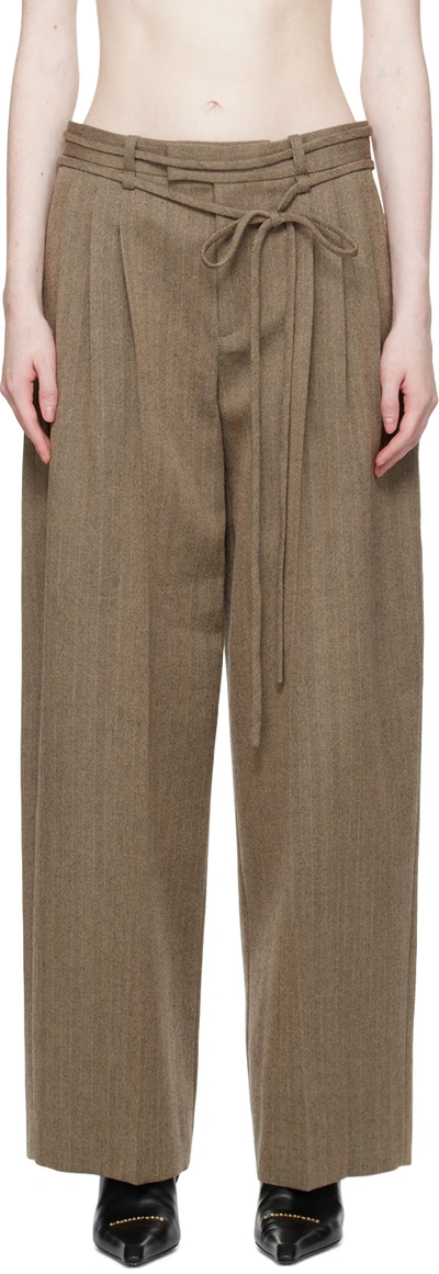 Shop Alexander Wang Brown Self-tie Trousers In 908 Black/brown