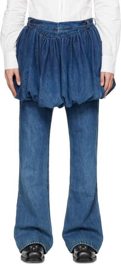 Shop Aaron Esh Blue Puff Skirt Jeans In 25129908 Light Wash