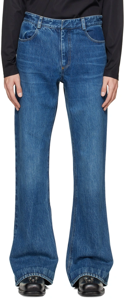 Shop Aaron Esh Blue Puddle Jeans In 25129910 Mid Wash