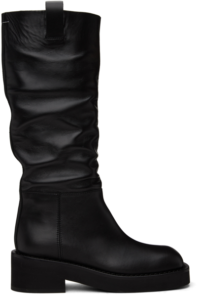 Shop Mm6 Maison Margiela Black Knee-high Boots In T8013 Black