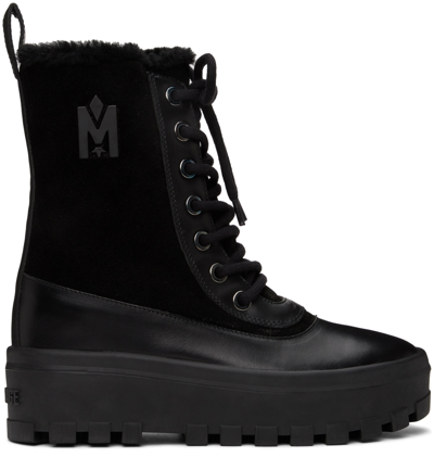 Mackage Hero Shearling-lined Lug-sole Boots In Black