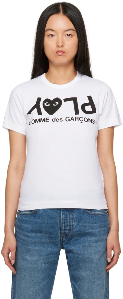 Shop Comme Des Garçons Play White Printed T-shirt In 1 White