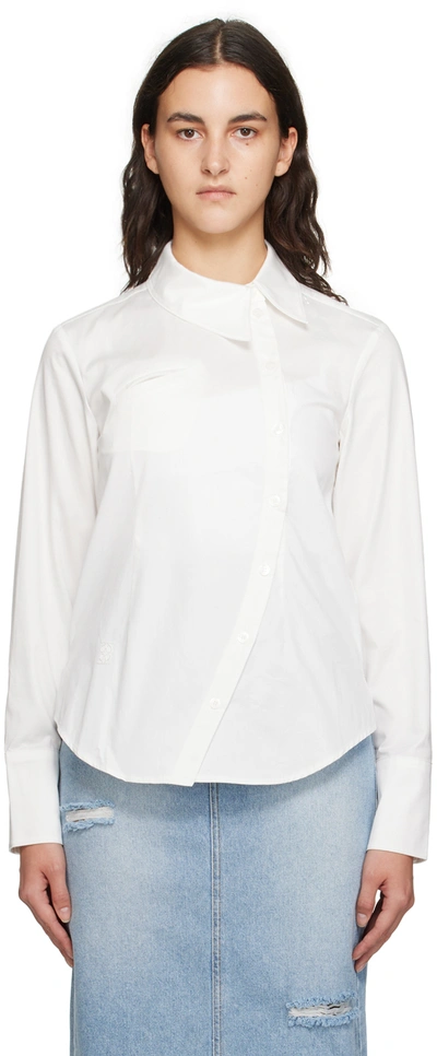 Shop Kijun Off-white Curved Shirt