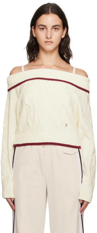 Shop Kijun Off-white Off-the-shoulder Sweater In Ivory
