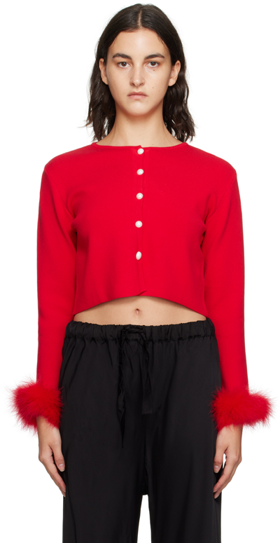Shop Sleeper Red Cropped Cardigan