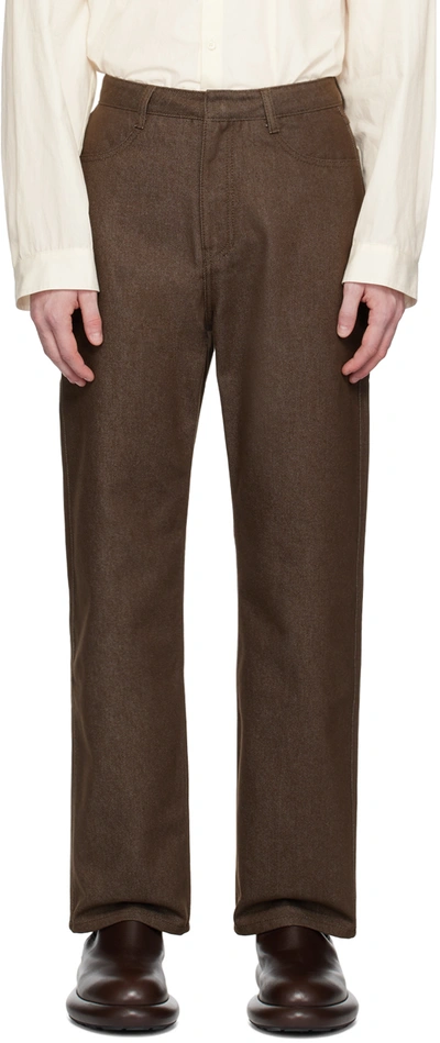 Shop Amomento Brown Zip-fly Jeans