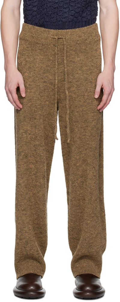 Shop Amomento Brown Mottled Trousers In Khaki Brown