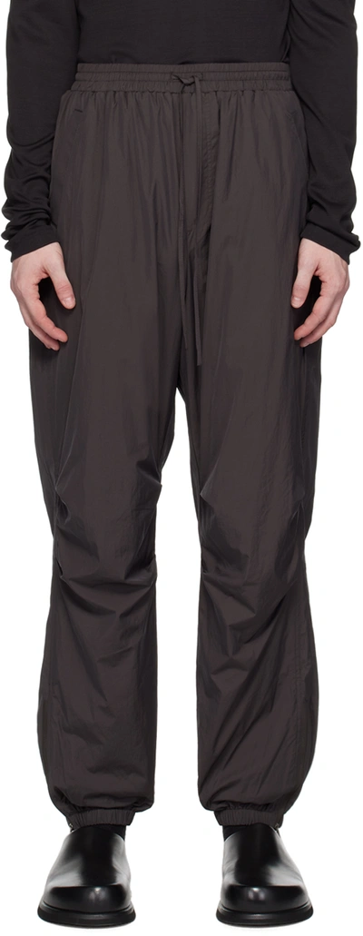 Shop Amomento Gray Shirring Trousers In Dark Brown