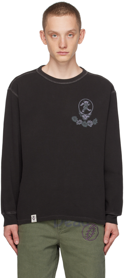 Shop Thisisneverthat Black Printed Long Sleeve T-shirt In Off Black